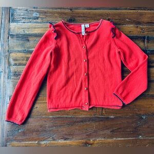 Janie and Jack Reddish Orange Cardigan with Navy Detail
